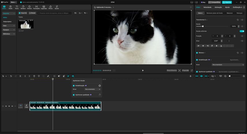 editar o vídeo com recursos pro