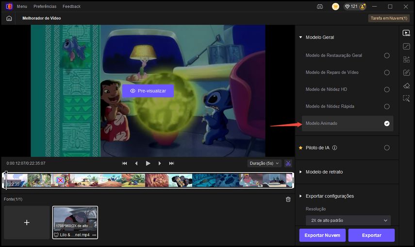 Melhorar anime de garota bonita com ferramenta de IA - Passo 2