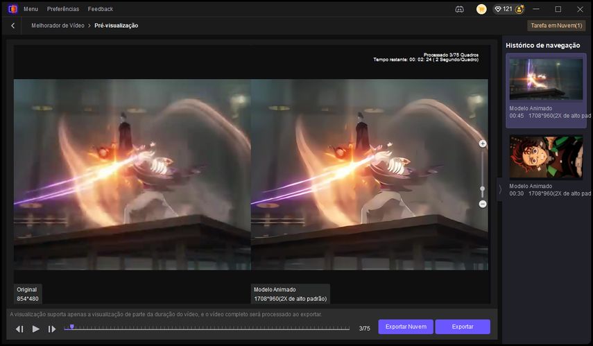 melhorar qualidade de demon slayer castelo infinito