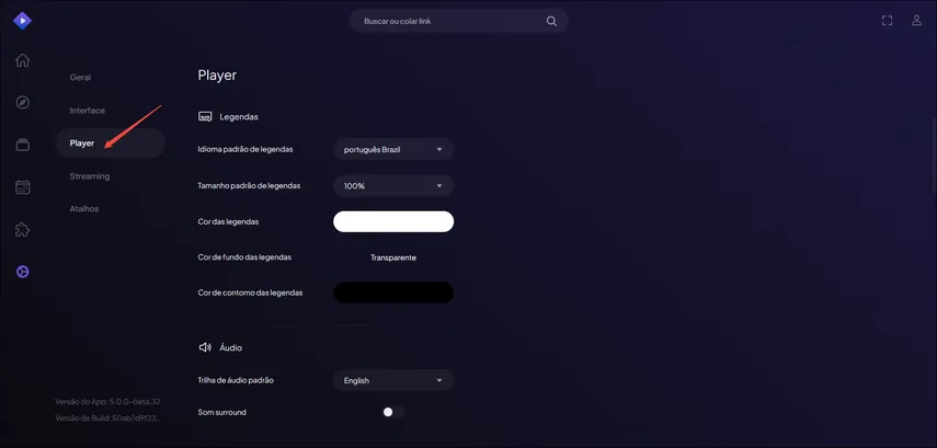 Selecionando a aba de Reprodução ou Playback no menu de ajustes