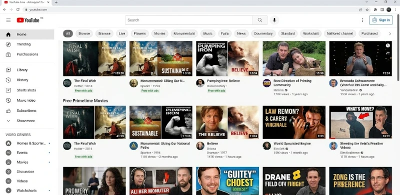 YouTube Free — filmes completos e séries oficiais gratuitamente no YouTube