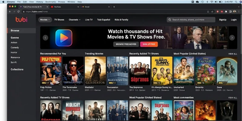 Tubi — streaming gratuito com catálogo extenso de filmes e séries