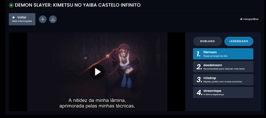overflix para assistir demon slayer castelo infinito