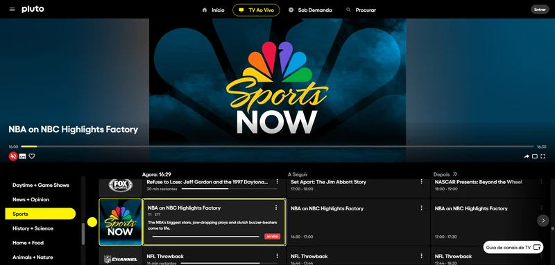 Pluto TV para assistir canais esportivos grátis em 2026