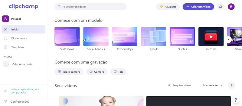 removedor de marca video d'água online Clipchamp