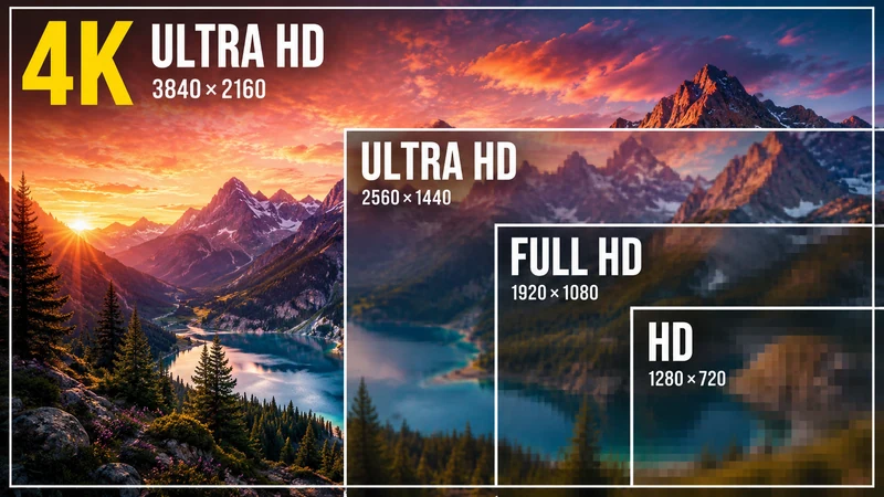 Comparação visual entre HD, Full HD, Ultra HD e 4K usando a mesma paisagem