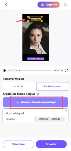 Selecionar a área da marca d'água no vídeo pelo celular