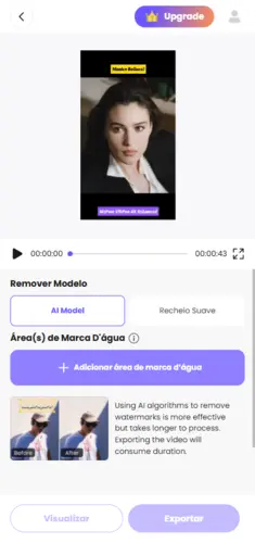 Selecionar um vídeo da galeria do celular para remover a marca d'água