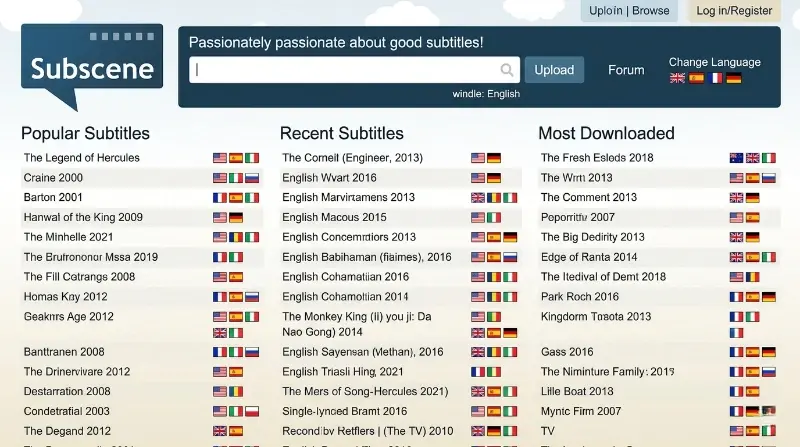 Subscene plataforma de legendas com avaliação de usuários
