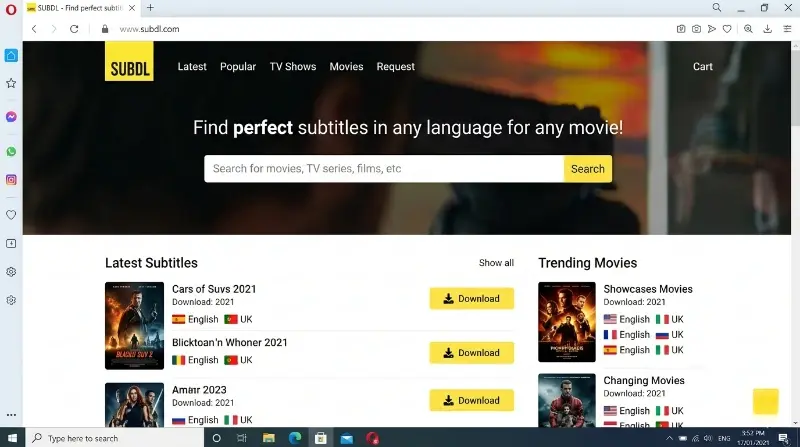 Subdl site moderno para download de legendas