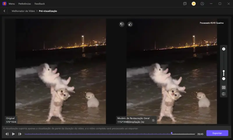 Visualizar o resultado da remoção de marca d'água antes de exportar o vídeo